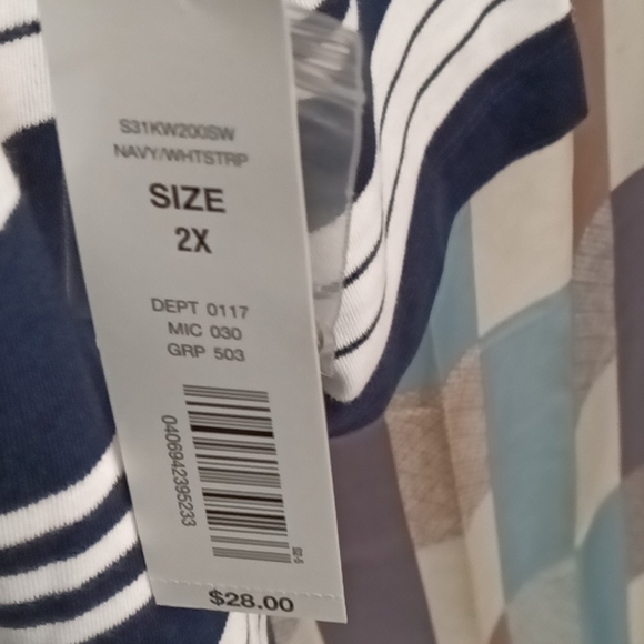 NWT westbound woman black and white striped long sleeve blouse 2X - Picture 3 of 3